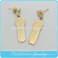 TKB-E112 New Fashion Wholesale Corrosion Pattern 316 Stainless Steel Jewelry Main Material Christian Mary Image Charm Earring